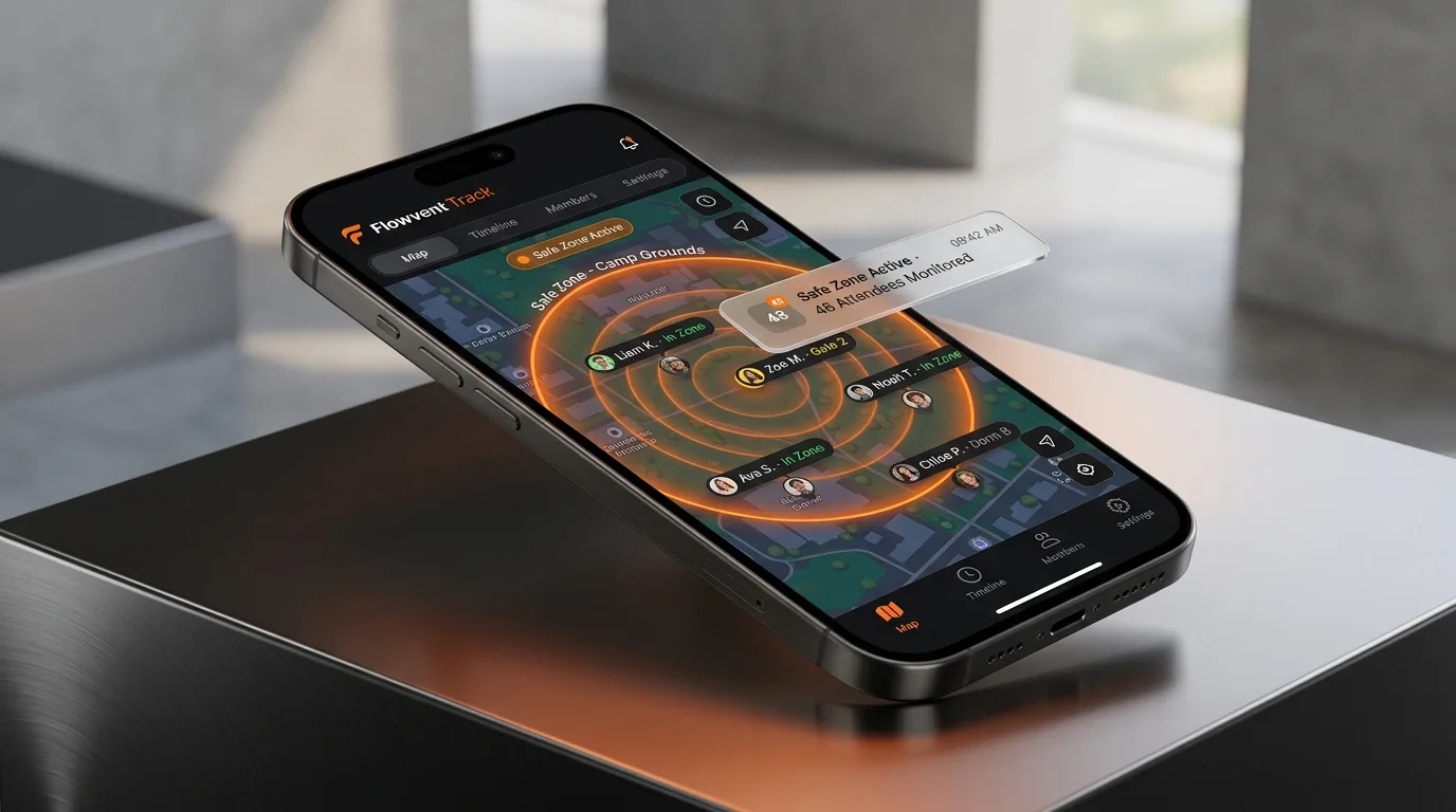 Flowvent Track live GPS safe zones and location monitoring